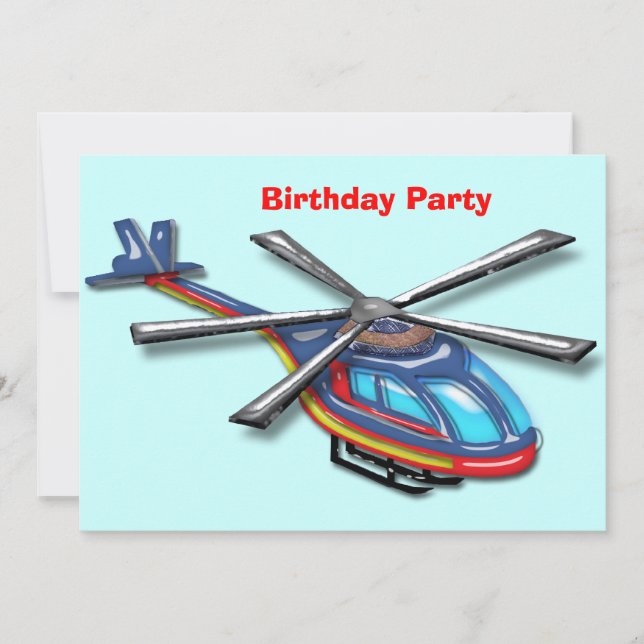 High Flying Helicopter Birthday Party Invitation (Front)
