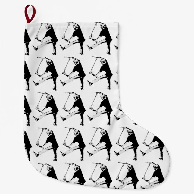 High Flying Scooter Boy - Stunt Scooter Large Christmas Stocking (Front)