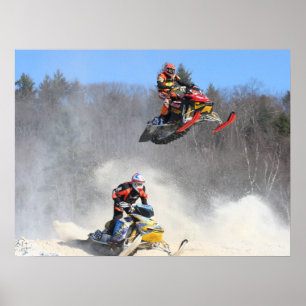 High Flying Snowmobile Print