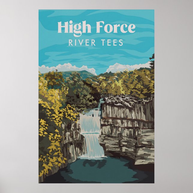 High Force Waterfall River Tees Travel Poster (Front)