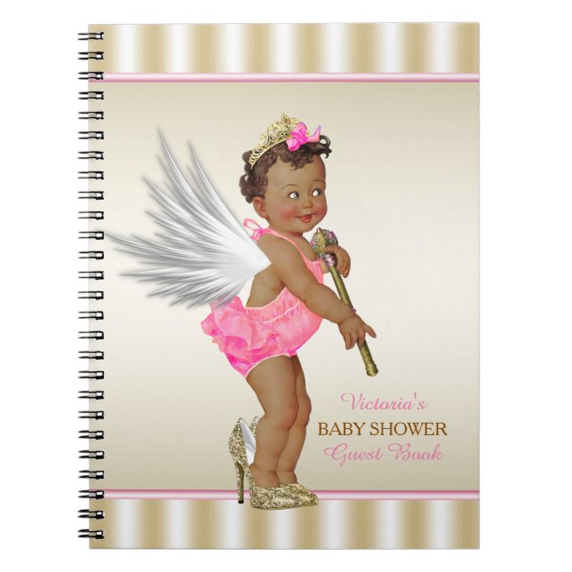 High Heel Angel Ethnic Girl Baby Shower Guest Book (Front)