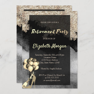 High Heel,Ballons,Confetti Retirement Party Invitation