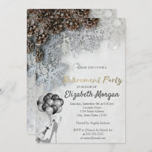 High Heel,Balloons,Snowflakes, Retirement Party Invitation