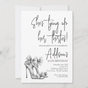 High Heel black bow 30th Birthday Party Invitation