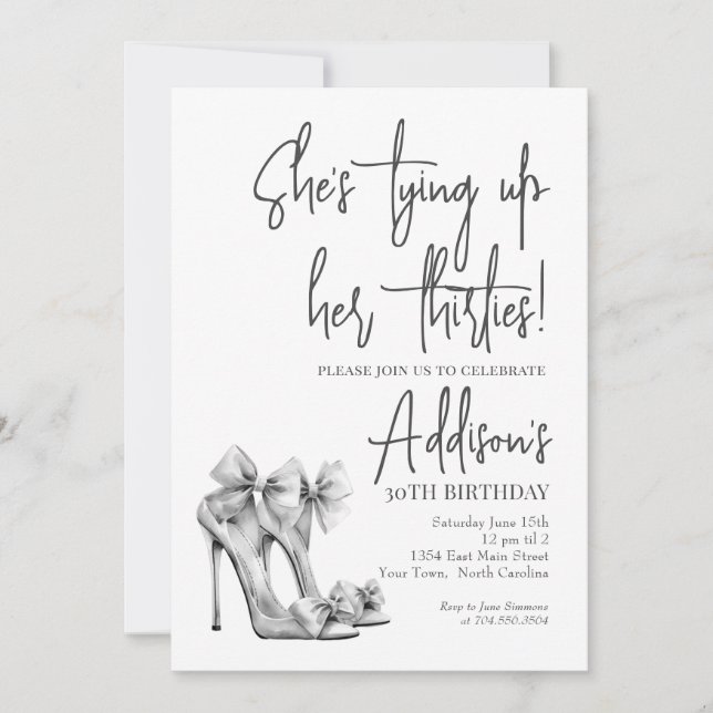 High Heel black bow 30th Birthday Party Invitation (Front)