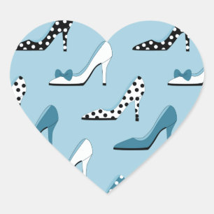 High Heel Blue Shoes Heart Sticker