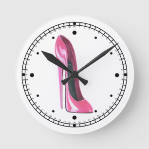 High heel Pink Stiletto shoe art Wall Clock