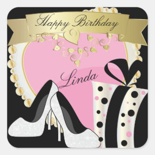 High Heel Pumps Birthday Celebration   Customise Square Sticker