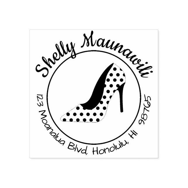 High Heel Return Address Rubber Stamp Personalised (Imprint)