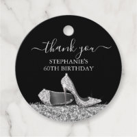 High Heel Shoe Birthday Thank You Silver Black