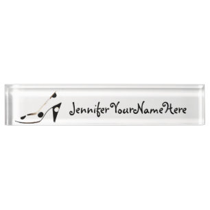 High Heel Shoe Black white Nameplate
