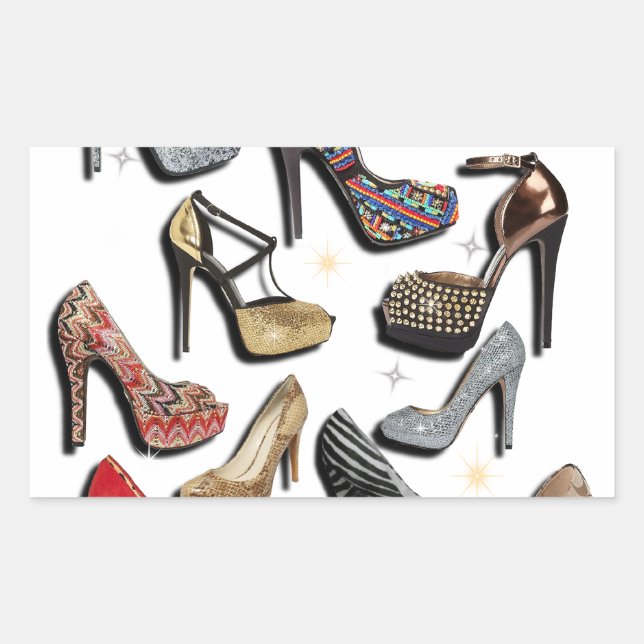 High Heel Shoe Collage Sparkle Fashion Pumps Rectangular Sticker (Front)