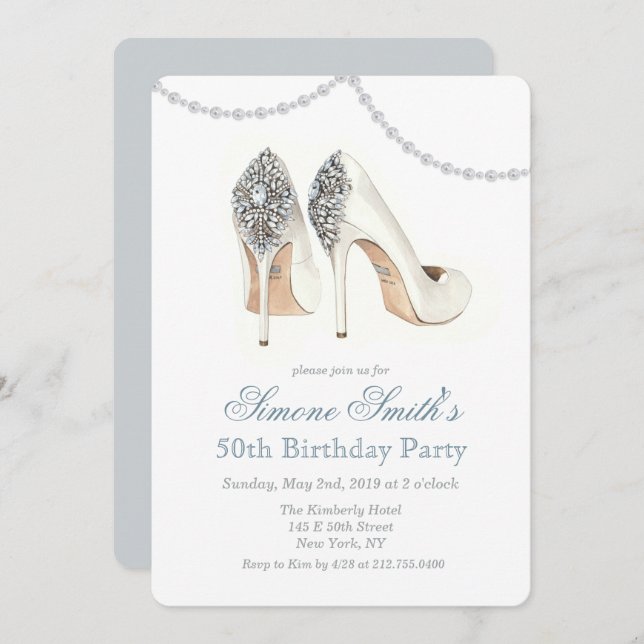 High Heel Shoe Couture Birthday Invitation (Front/Back)