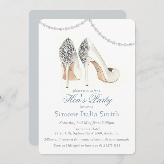 High Heel Shoe Couture Hen's Party Invitation (Front/Back)