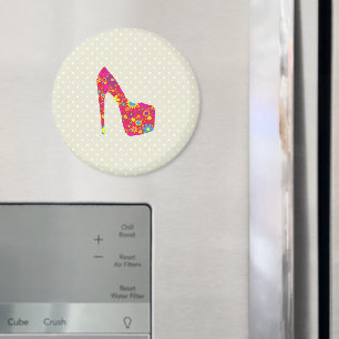 High Heel Shoe, Flowers - Red Yellow Blue Magnet
