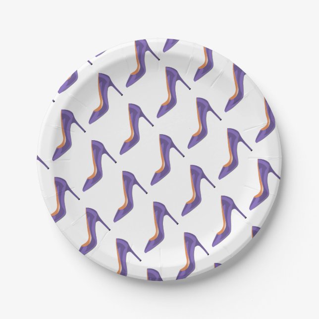 High Heel Shoe in Ultra Violet Paper Plate (Front)