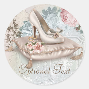 High Heel Shoe Vintage Bridal Shower Stickers
