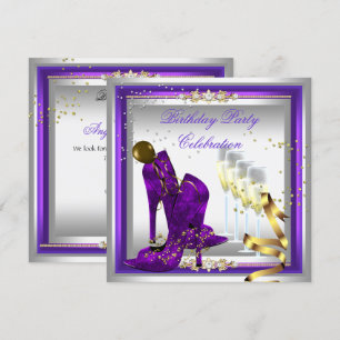 High Heel Shoes Champagne Gold Silver Purple Invitation