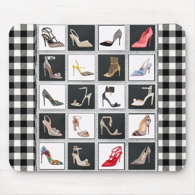 High Heel Shoes Collage Stiletto Quilt  Black Mouse Pad (Front)