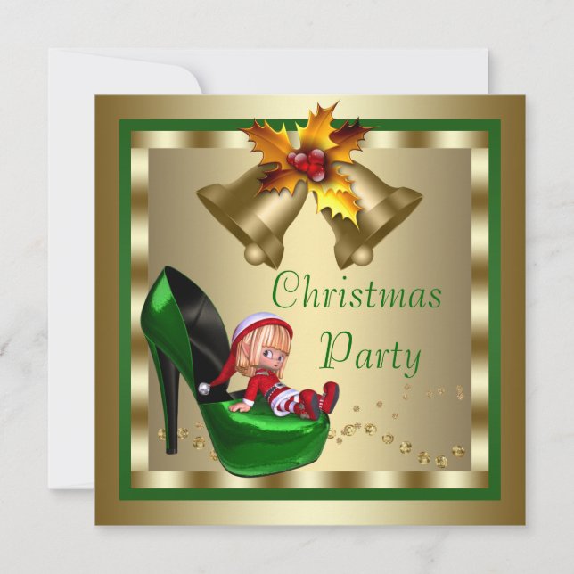 High Heel Shoes Elf Christmas Party Invitation (Front)