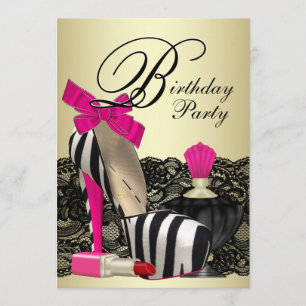 High Heel Shoes Hot Pink Zebra Party Invitation
