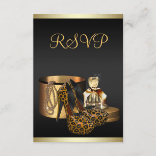High Heel Shoes Leopard Gold RSVP Card