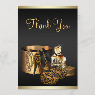 High Heel Shoes Leopard Gold Thank You Card