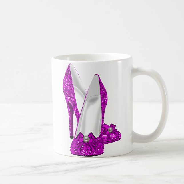 High Heel Shoes Stileto Glitter Pink Coffee Mug (Right)