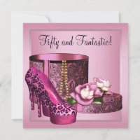 High Heel Shoes Womans Pink Leopard 50th Birthday