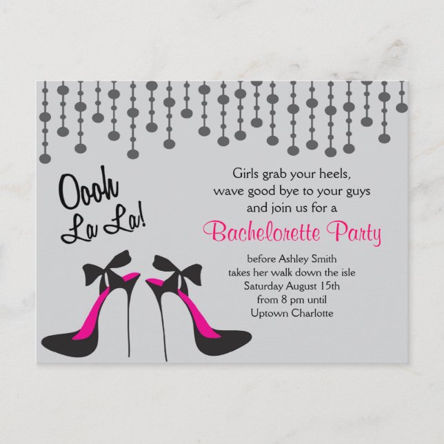 High Heels Bachelortte Party Invitation Postcard (Front)