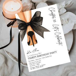 High Heels Black Bow Thirty 30th Birthday  Invitation