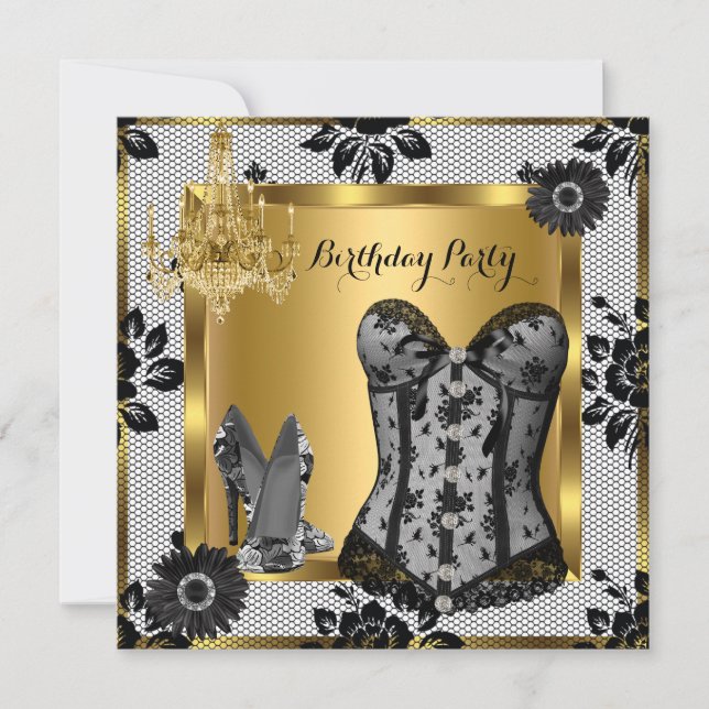 High Heels Chandelier Lace Corset Black 2 Invitation (Front)