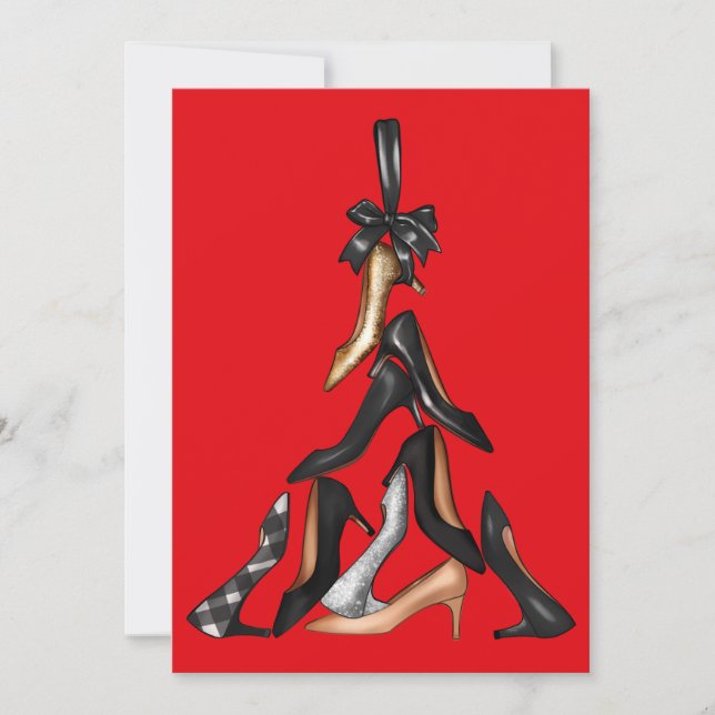 High Heels Christmas Tree Greeting Card (Front)