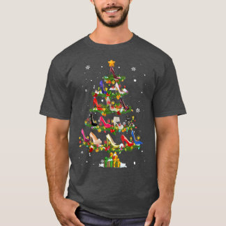 High Heels Christmas Tree Light Shoes Lover Xmas W T-Shirt