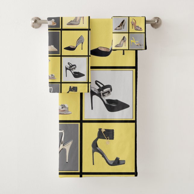 High Heels Collage Stiletto Bathroom  Towel Set (Insitu)