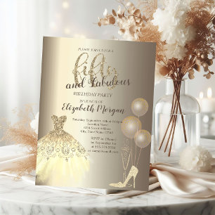 High Heels,Dress,Champagne 50th Birthday  Invitation