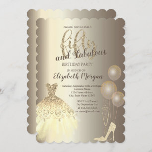 High Heels,Dress,Champagne 50th Birthday  Invitation