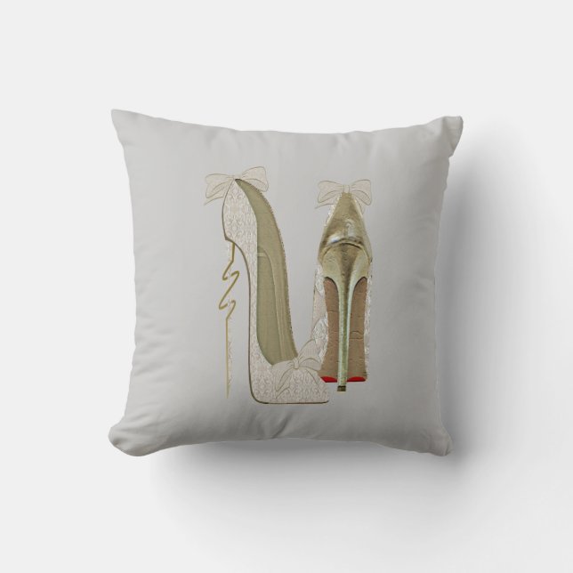 High Heels Lace and Bows Stiletto Shoes Art Pillow (Front)