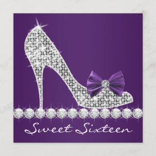 High Heels Purple Sweet Sixteen Birthday Party Invitation