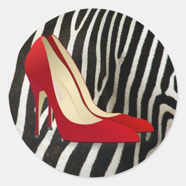high heels red classic round sticker (Front)