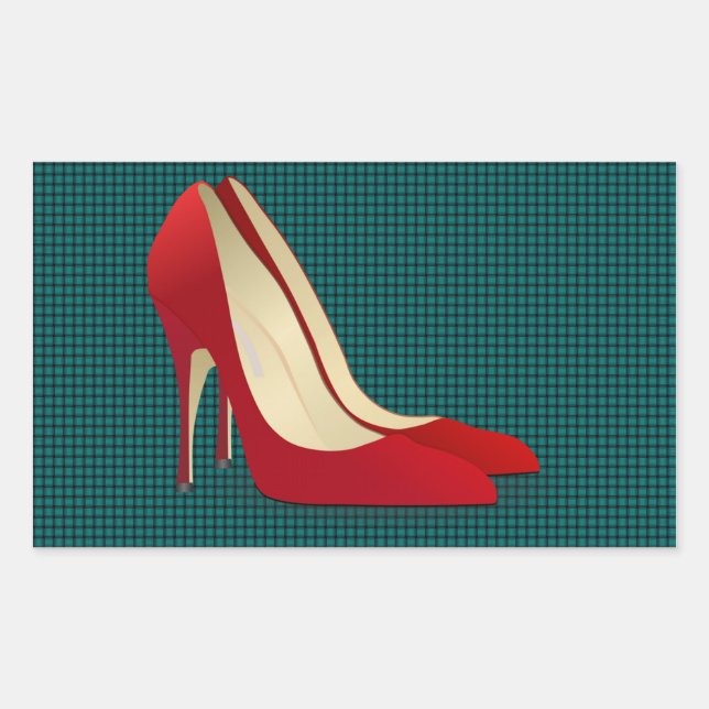 high heels red rectangular sticker (Front)