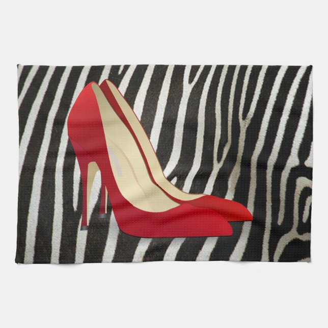high heels red tea towel (Horizontal)