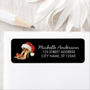 High Heels Santa Hat Christmas Return Address Label