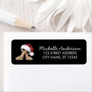 High Heels Santa Hat Christmas Return Address Label