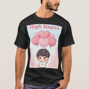 High Hopes Chibi Boy Pink Heart Balloons Pastel Ae T-Shirt