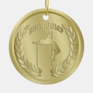 High Jump Gold Toned Medal Ornament