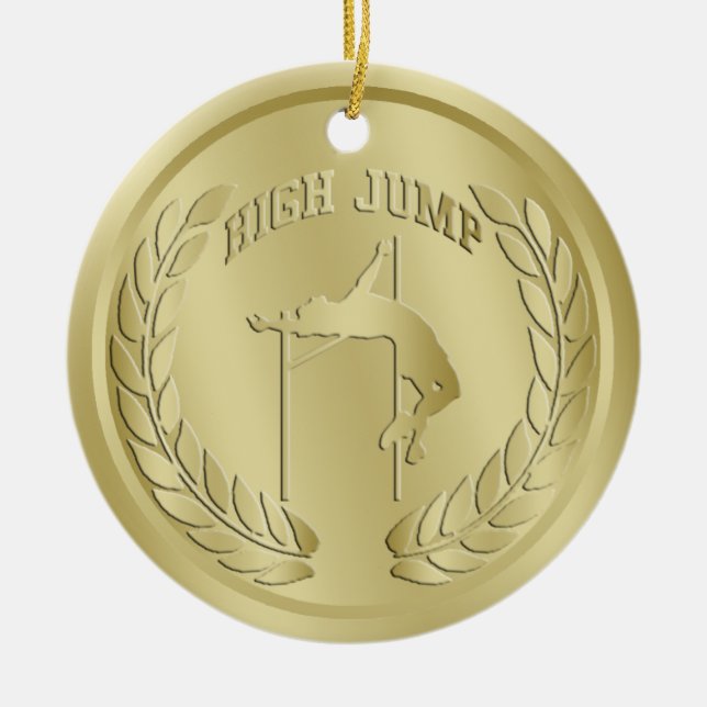 High Jump Gold Toned Medal Ornament (Front)