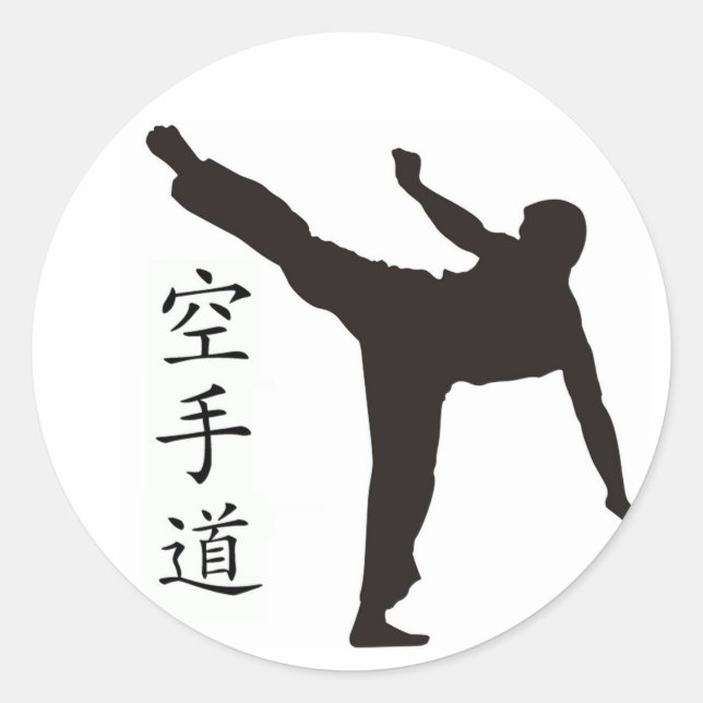 High Kick/Karate Kanji Classic Round Sticker (Front)