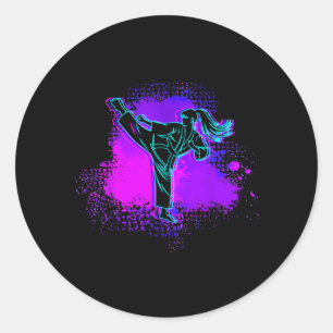 High Kick Taekwondo Martial Arts Girls Women Classic Round Sticker