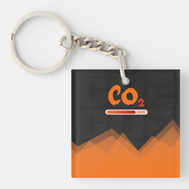 High levels of carbon dioxide pollution,colourful  key ring (Front)
